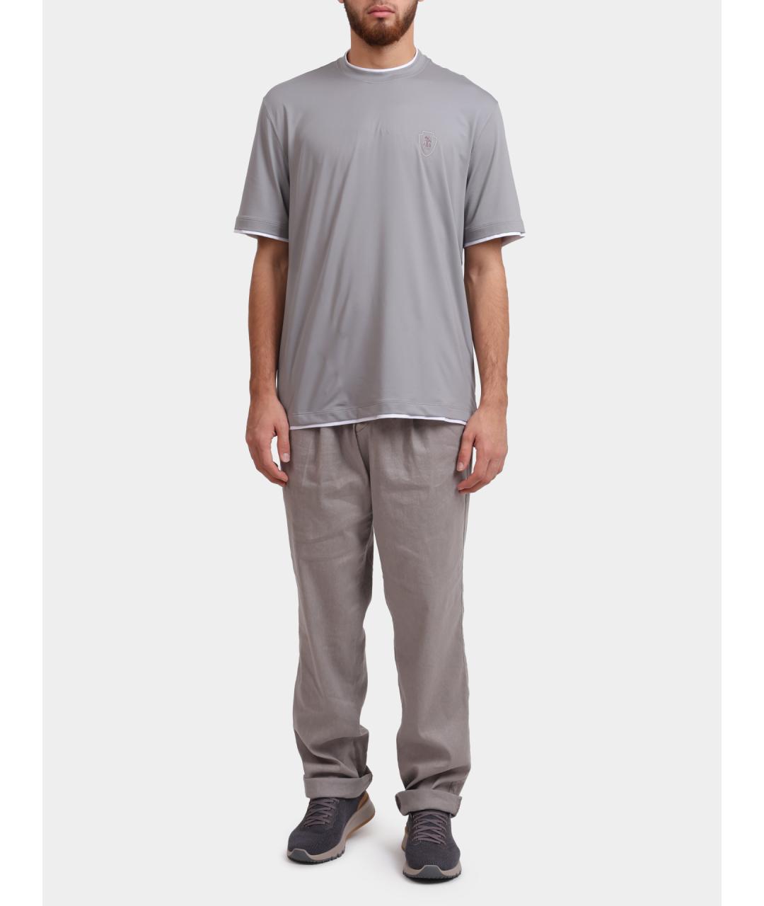 BRUNELLO CUCINELLI Серая футболка, фото 2