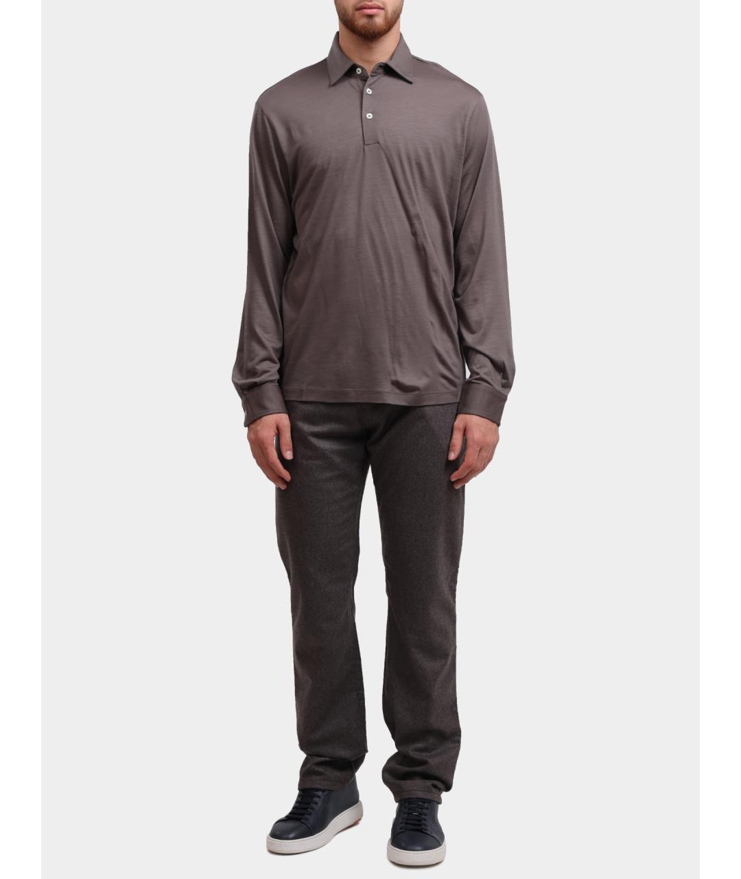 HERNO Коричневое поло с длинным рукавом, фото 2