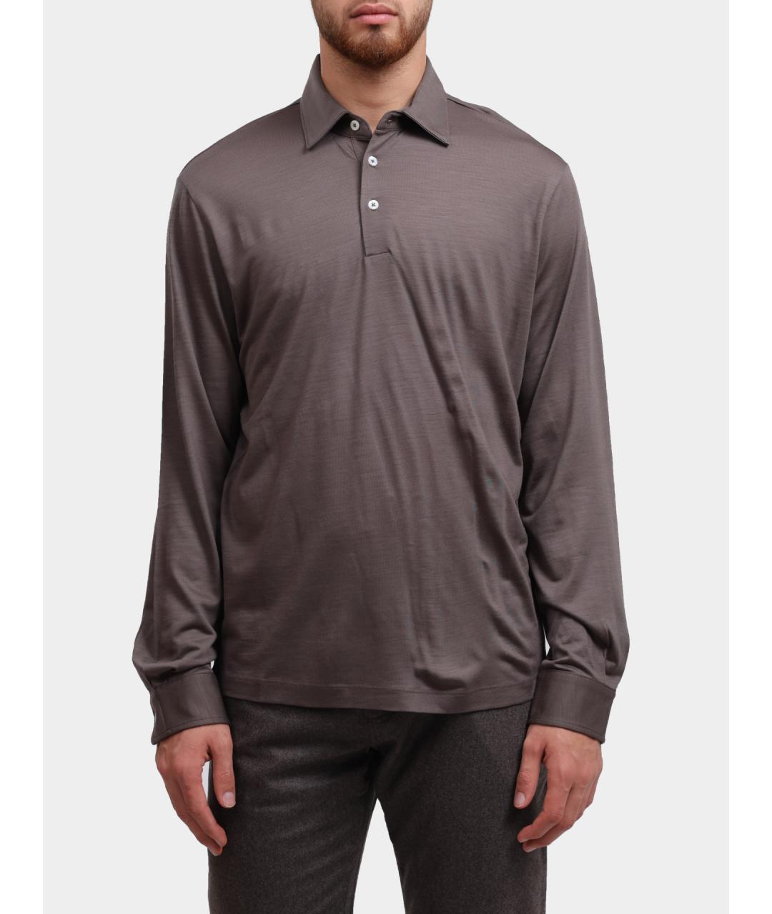 HERNO Коричневое поло с длинным рукавом, фото 5
