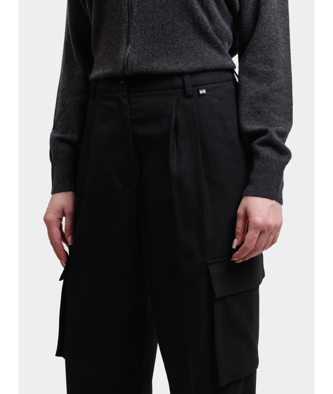 HERNO Черные прямые брюки, фото 4
