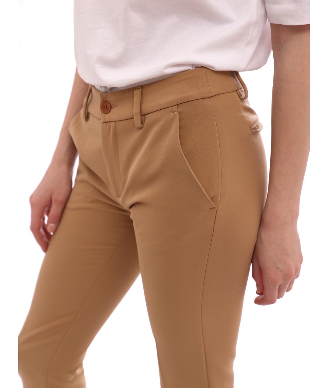 LIU JO Бежевые прямые брюки, фото 3