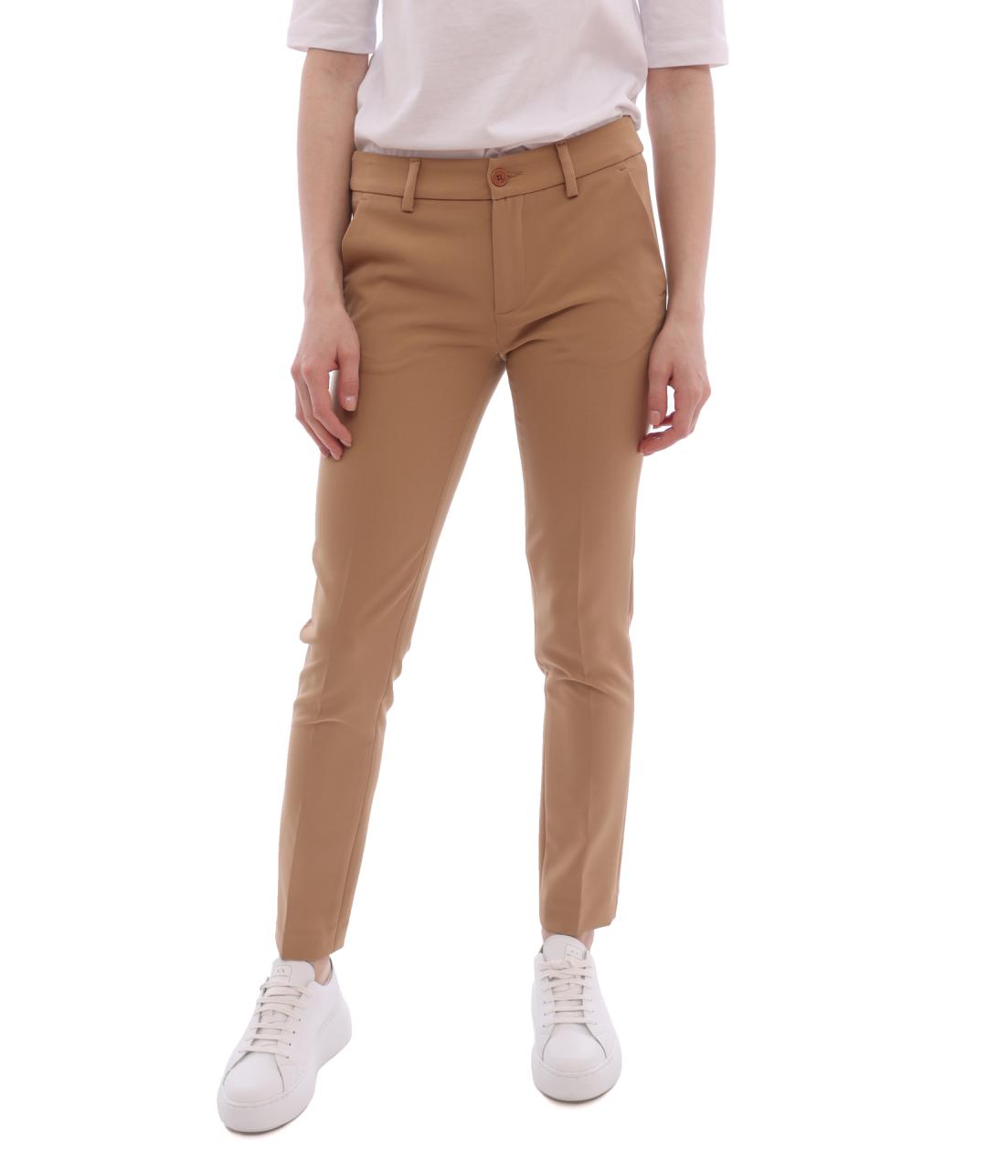 LIU JO Бежевые прямые брюки, фото 2