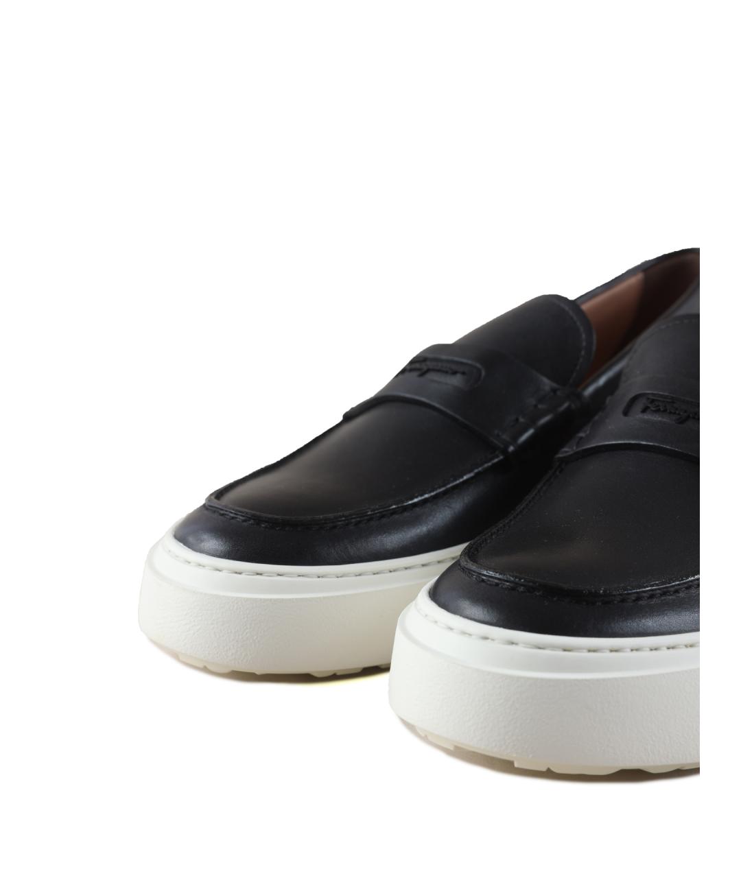 FERRAGAMO Черные кожаные лоферы, фото 6