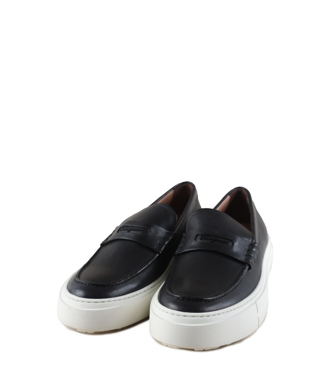 FERRAGAMO Черные кожаные лоферы, фото 2