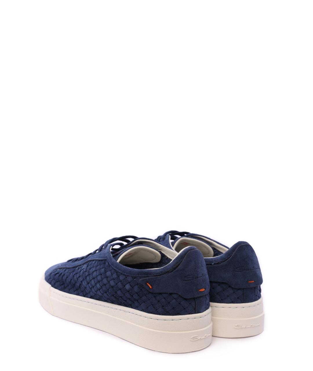SANTONI Синие замшевые низкие кроссовки / кеды, фото 3