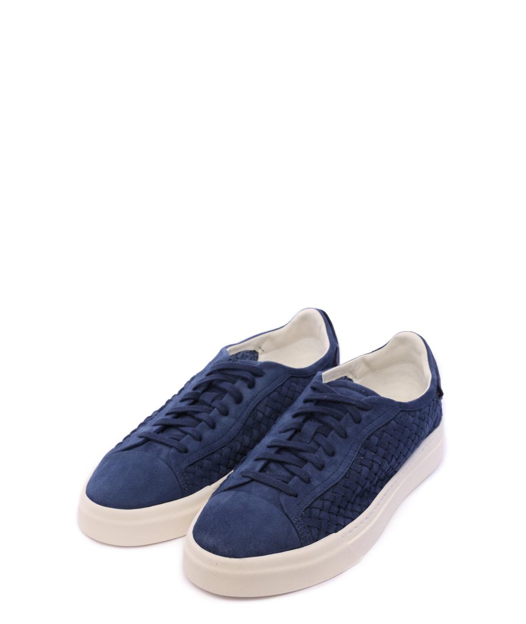 SANTONI Синие замшевые низкие кроссовки / кеды, фото 2
