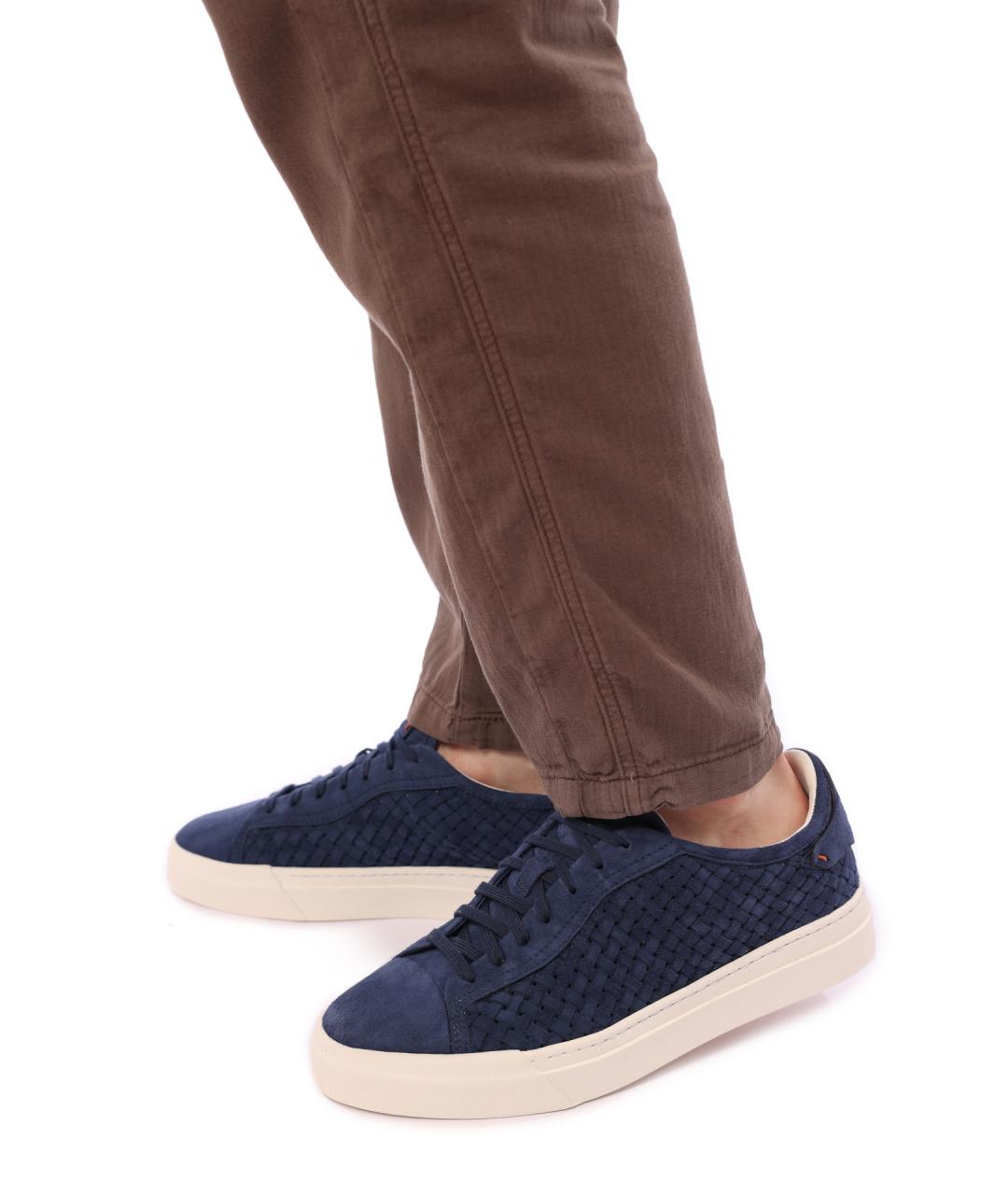 SANTONI Синие замшевые низкие кроссовки / кеды, фото 7