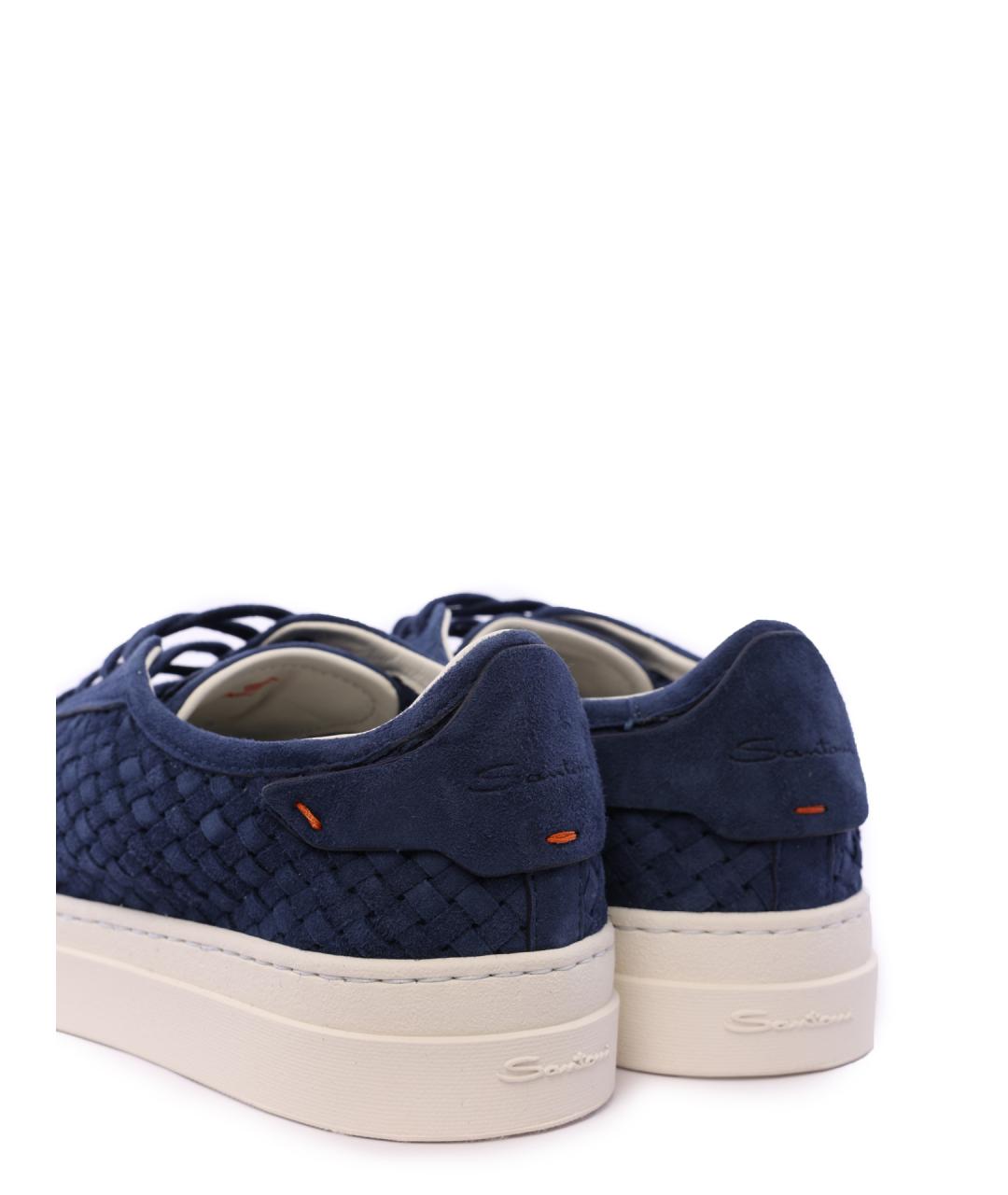 SANTONI Синие замшевые низкие кроссовки / кеды, фото 6