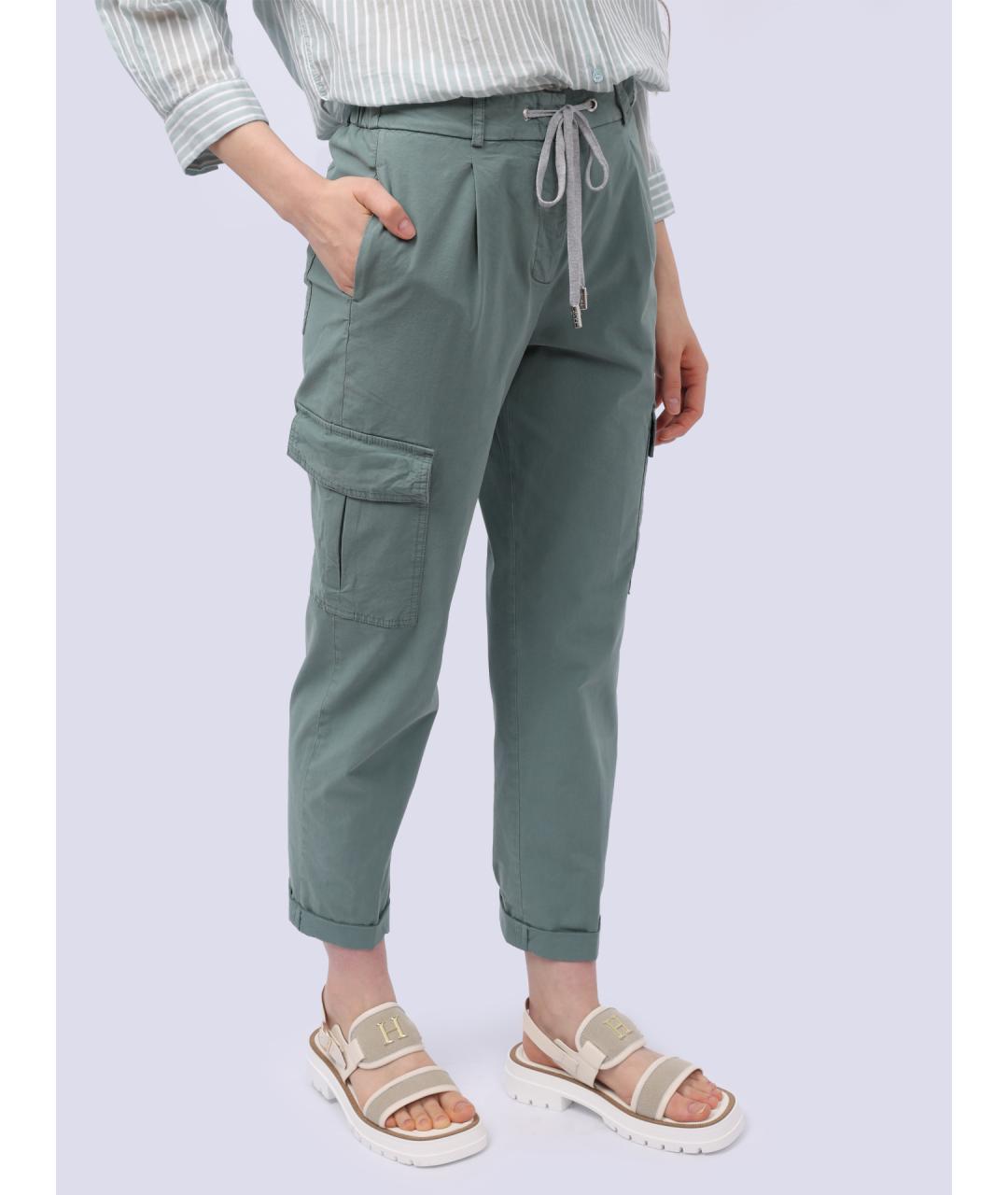 PESERICO Зеленые прямые брюки, фото 5