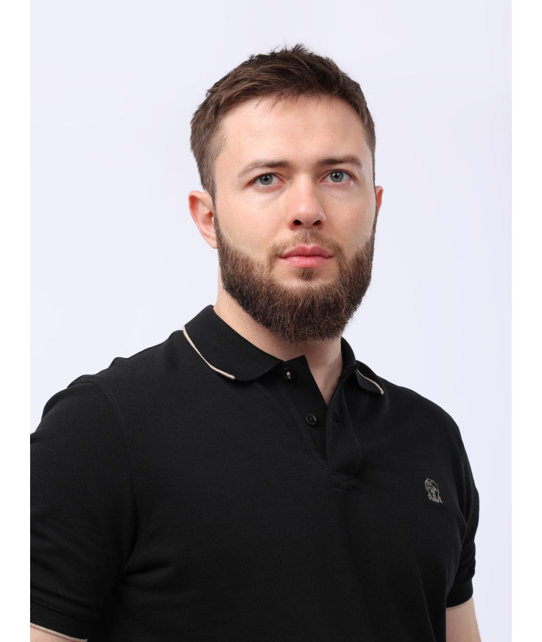 BRUNELLO CUCINELLI Черное хлопковое поло с коротким рукавом, фото 5