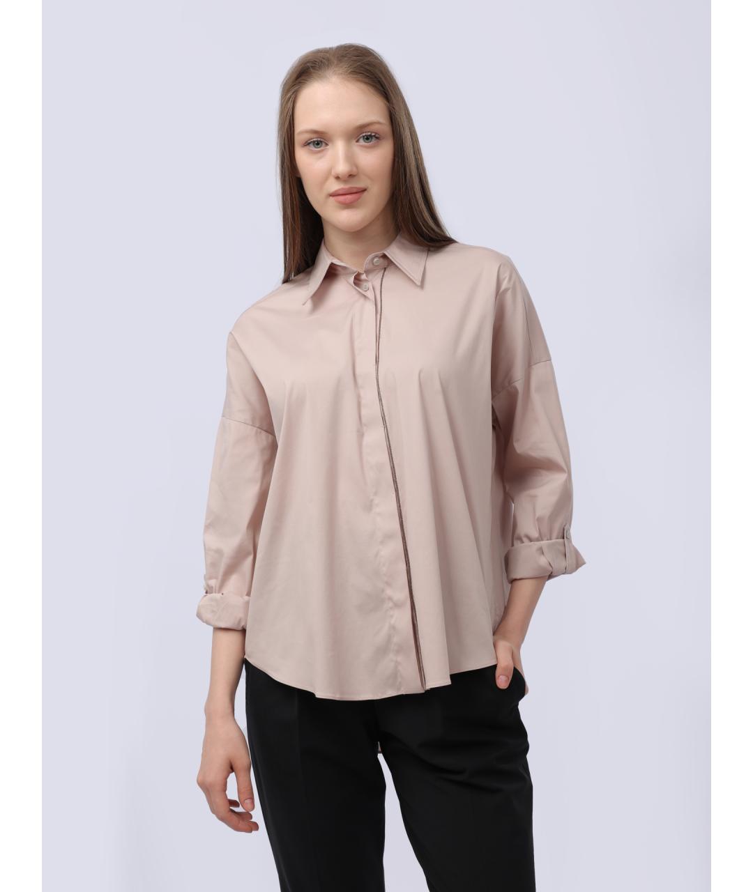 BRUNELLO CUCINELLI Бежевая хлопковая рубашка, фото 4