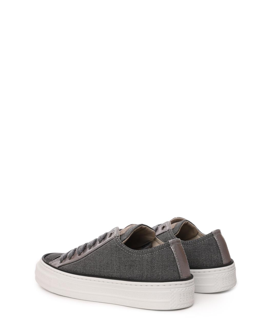 BRUNELLO CUCINELLI Серые текстильные кеды, фото 4