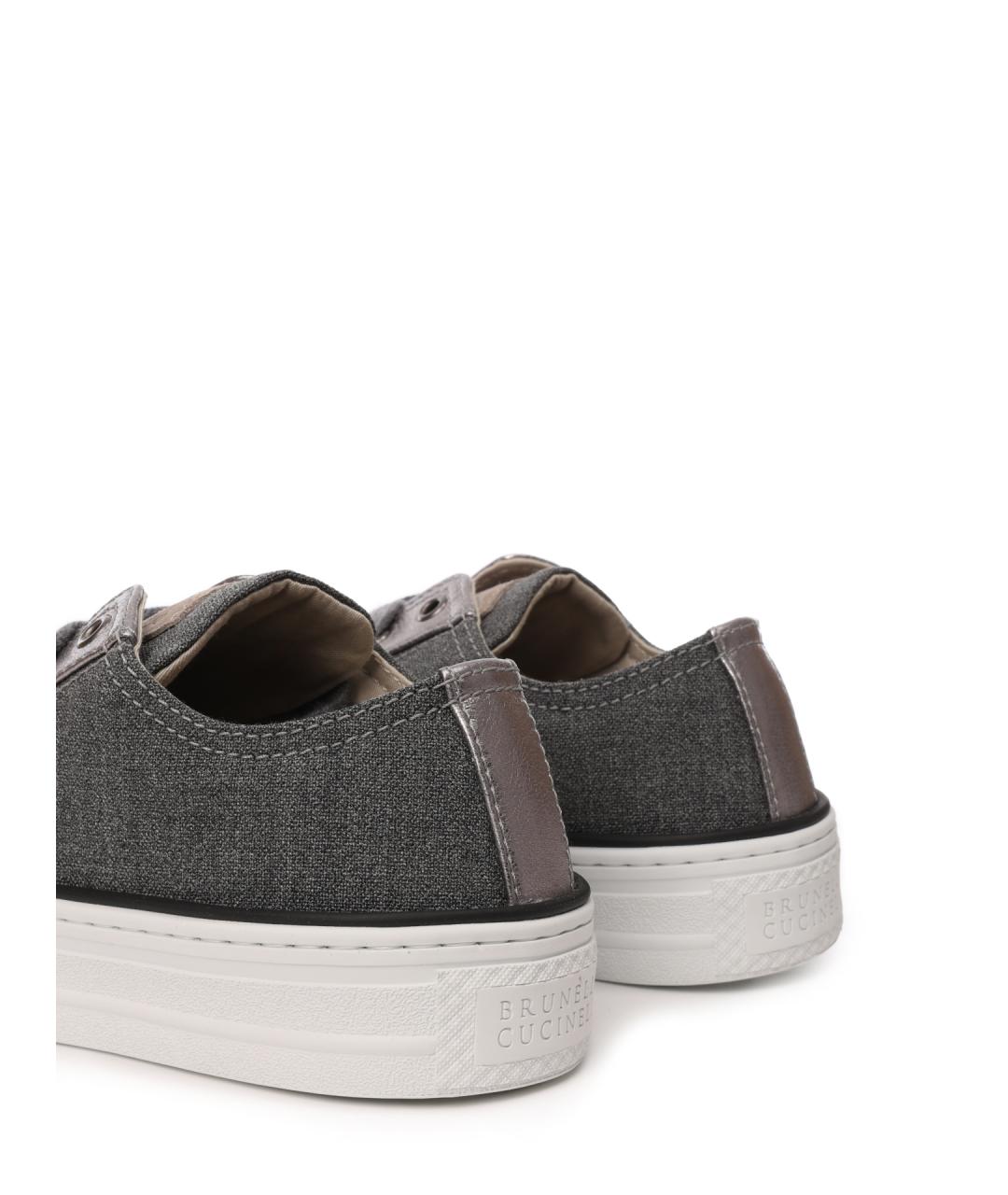 BRUNELLO CUCINELLI Серые текстильные кеды, фото 7