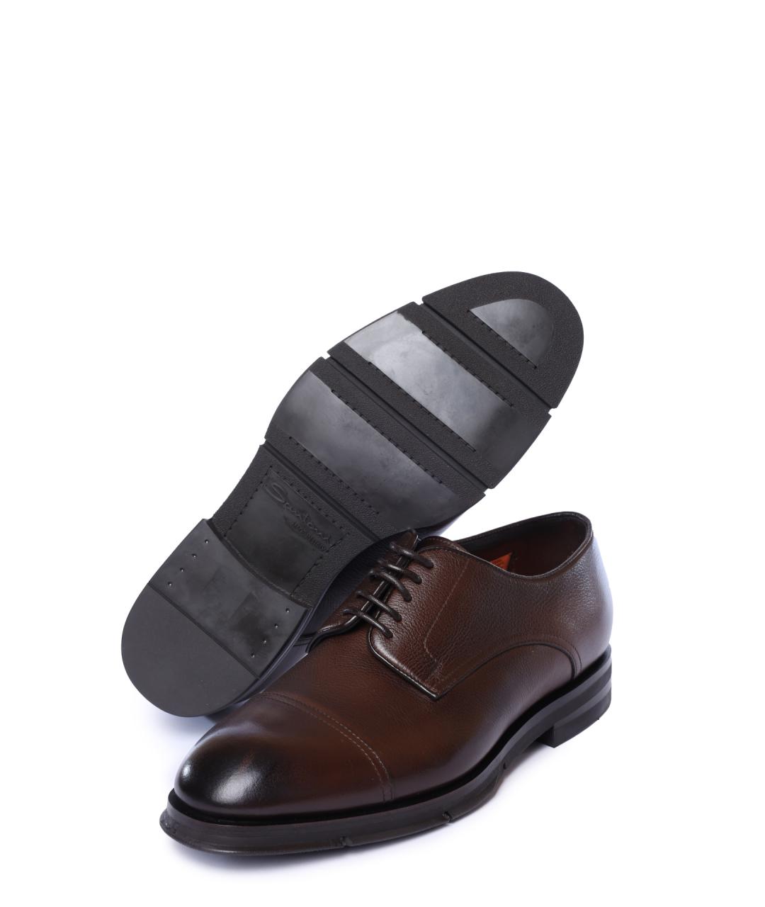SANTONI Коричневые кожаные туфли, фото 4