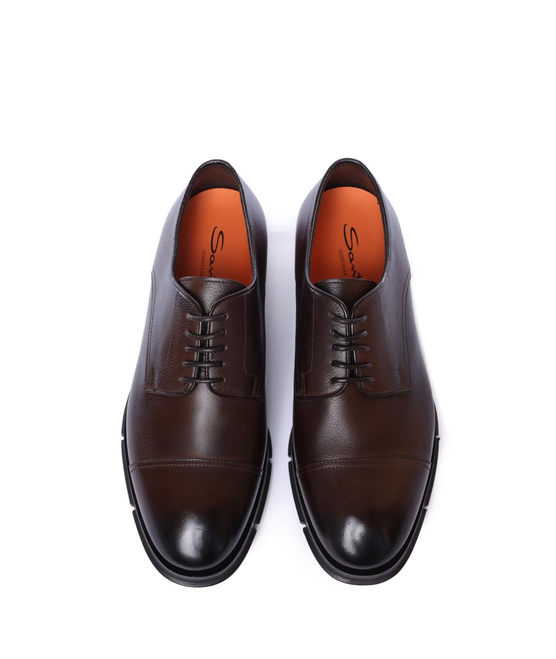 SANTONI Коричневые кожаные туфли, фото 5