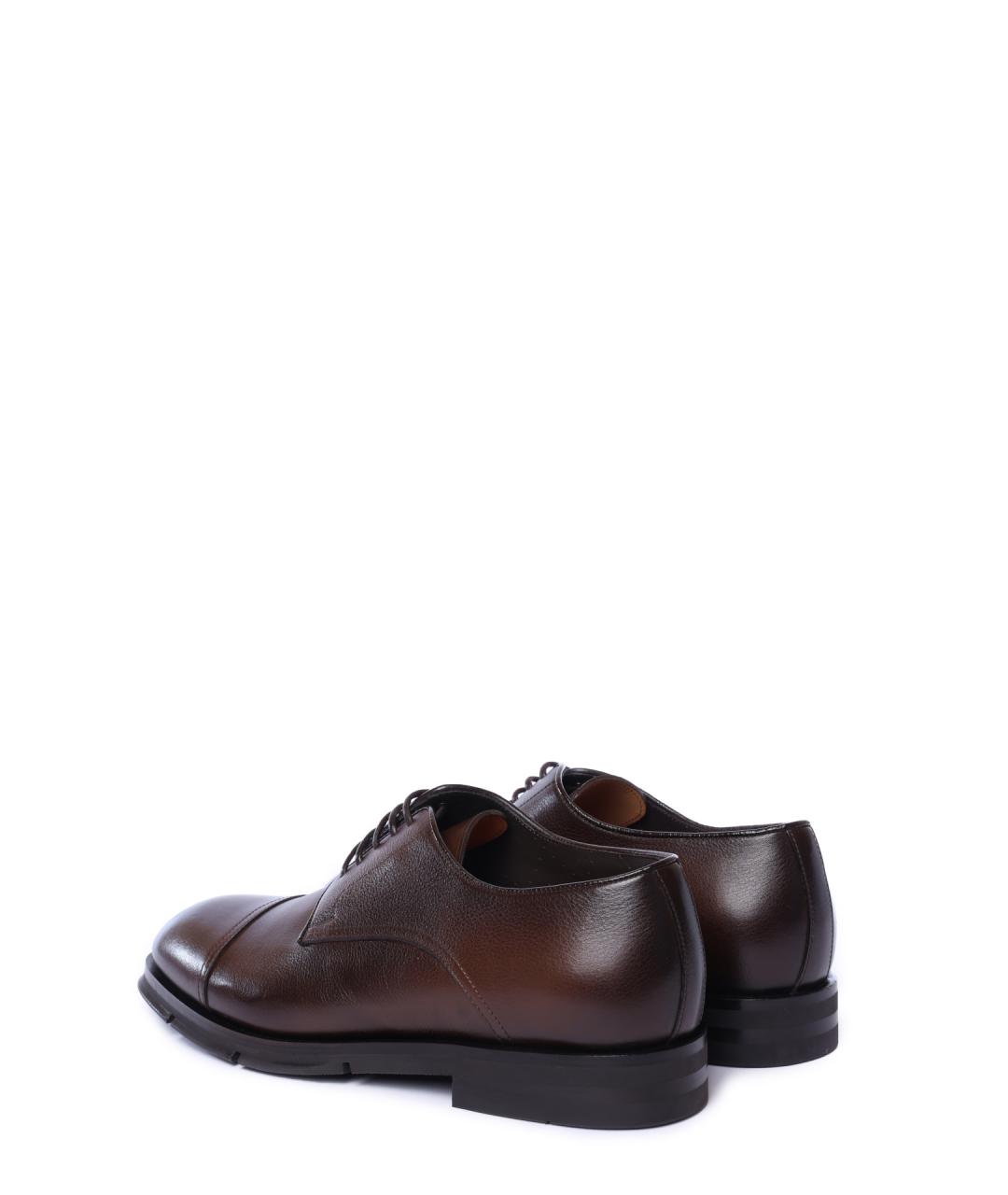 SANTONI Коричневые кожаные туфли, фото 3