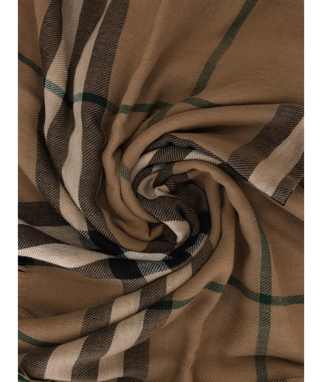 BURBERRY Коричневый шерстяной шарф, фото 2