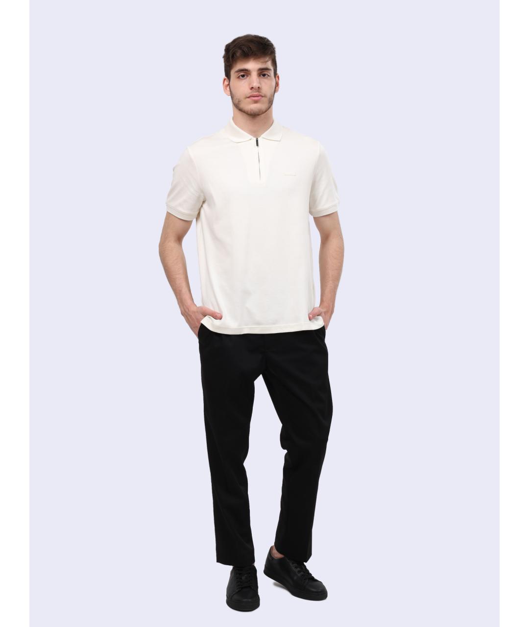 CALVIN KLEIN Белое хлопковое поло с коротким рукавом, фото 3