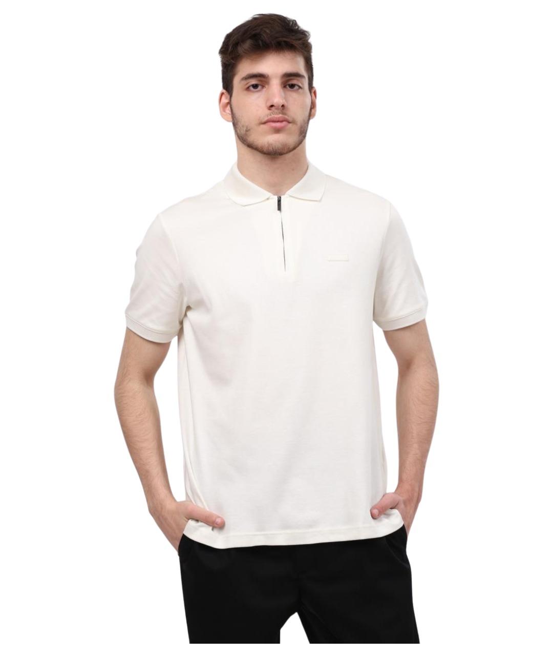 CALVIN KLEIN Белое хлопковое поло с коротким рукавом, фото 1