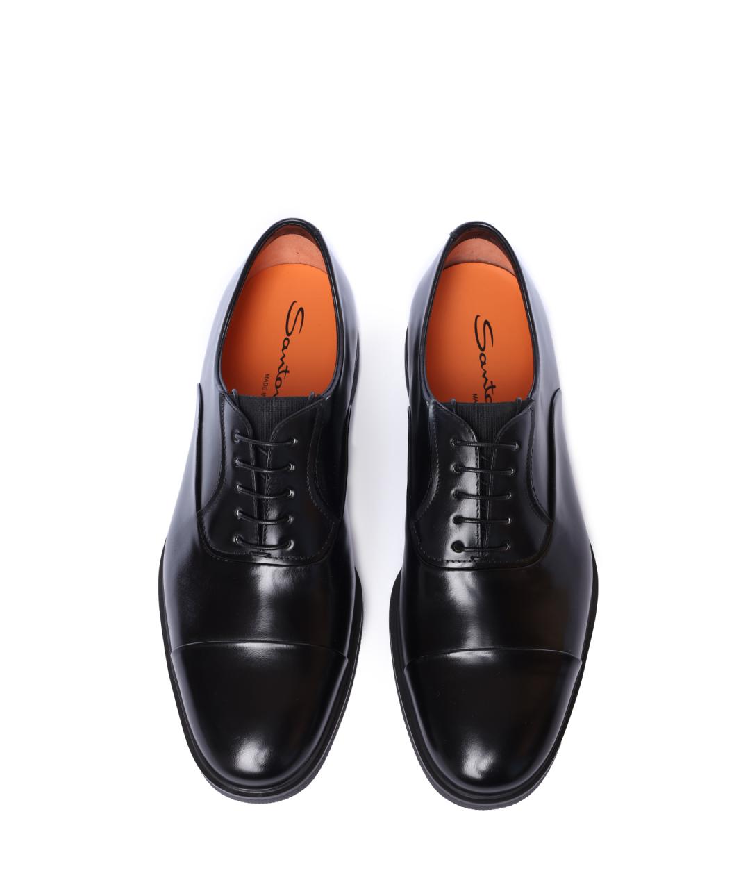 SANTONI Черные кожаные туфли, фото 4
