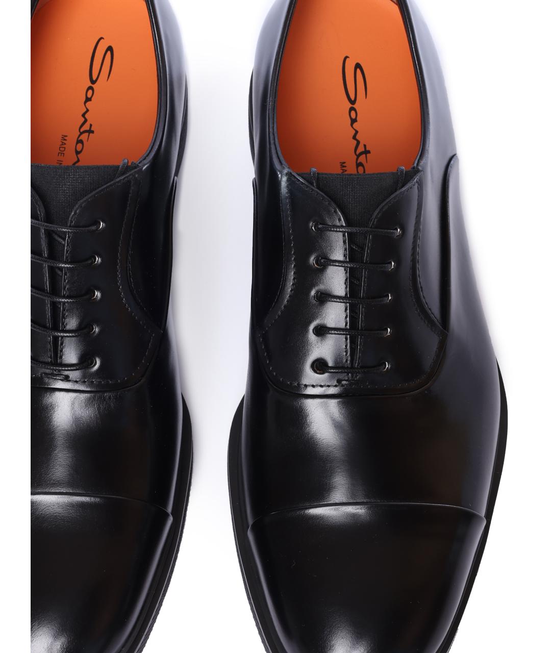 SANTONI Черные кожаные туфли, фото 6