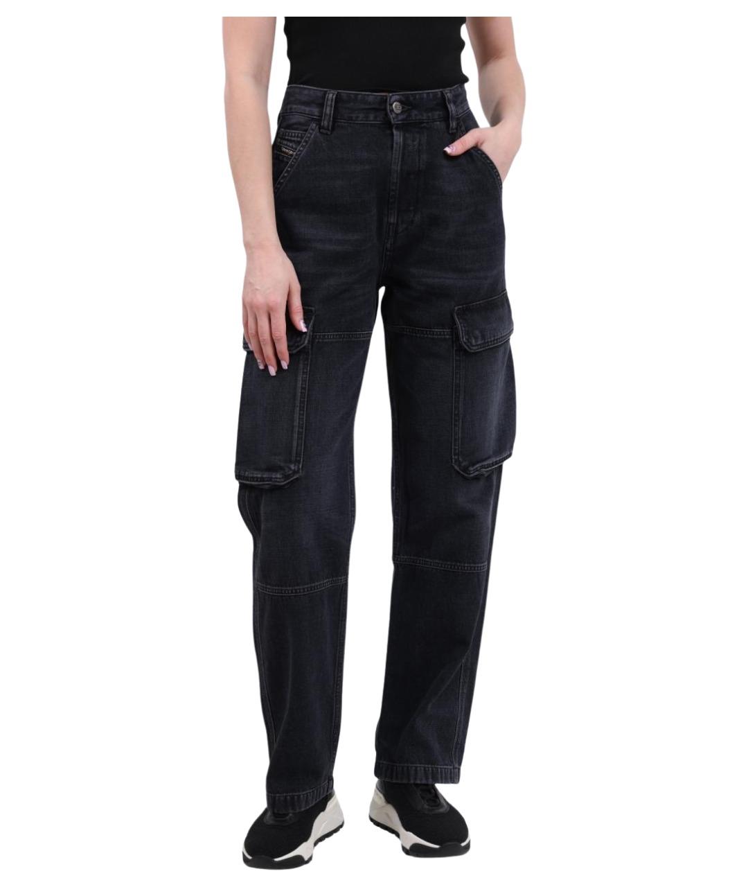 DIESEL Черные хлопковые прямые джинсы, фото 1