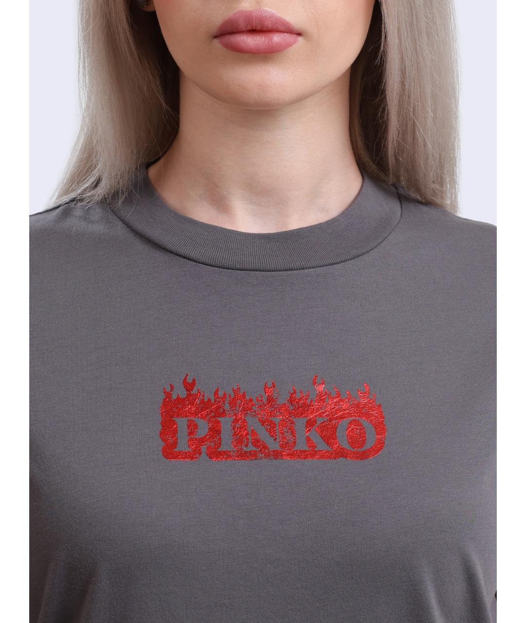 PINKO Серая хлопковая футболка, фото 3