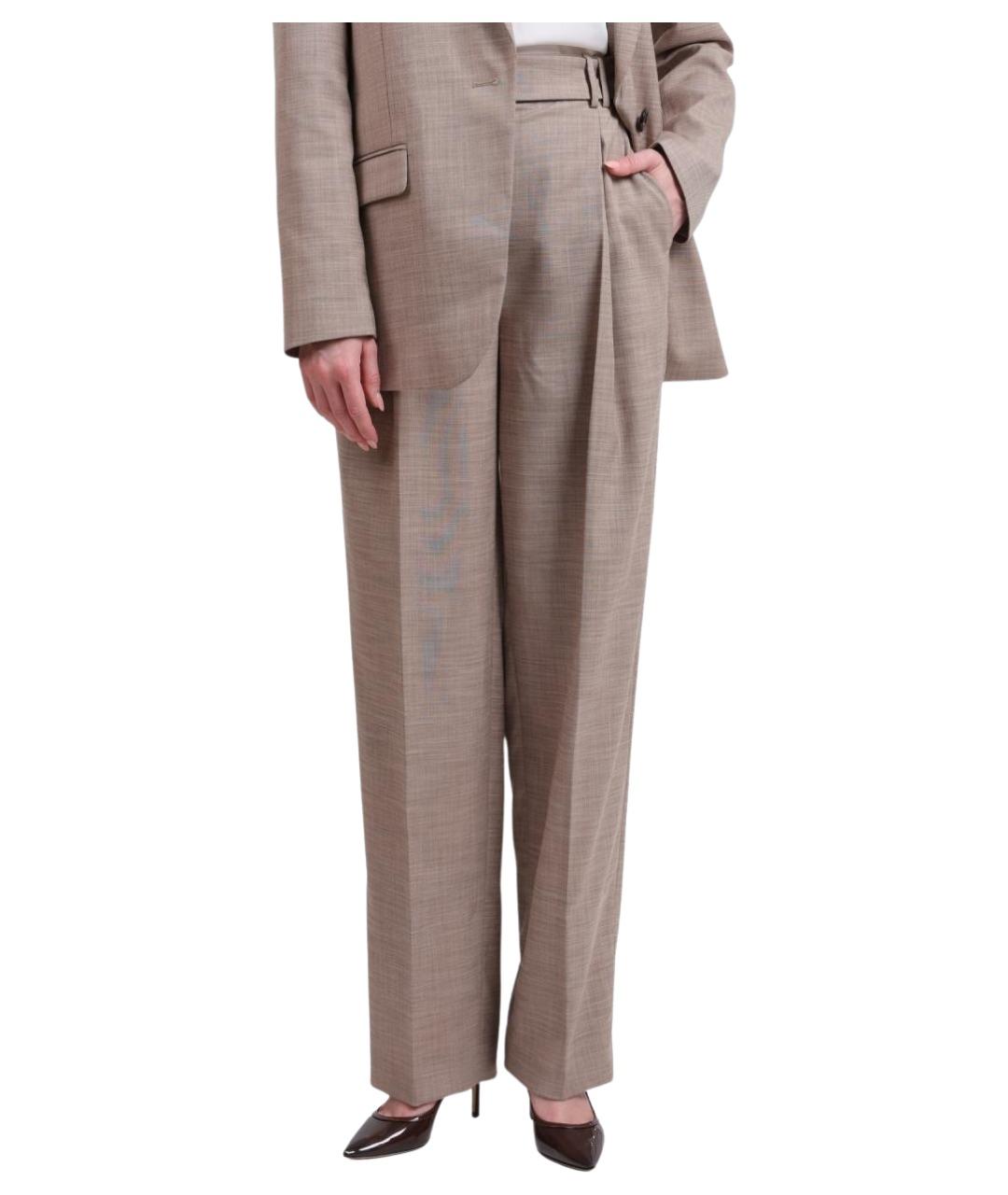 LIU JO Бежевые полиэстеровые прямые брюки, фото 1