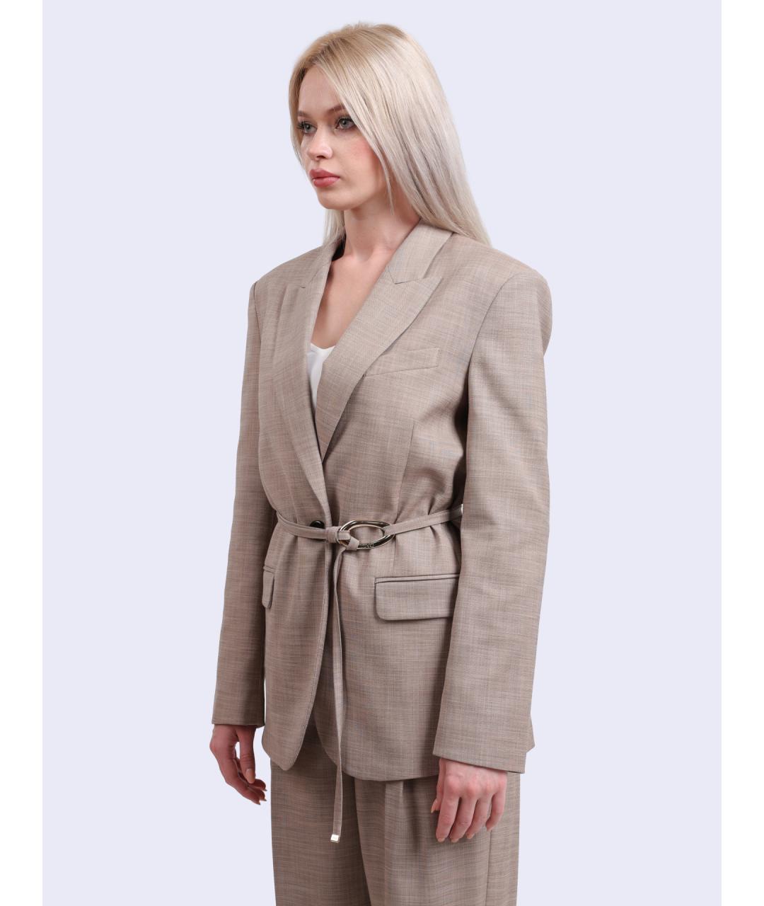 LIU JO Бежевый полиэстеровый жакет/пиджак, фото 3