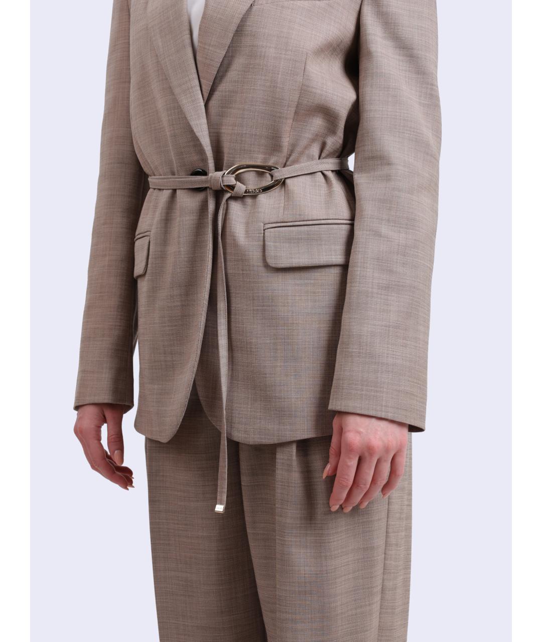 LIU JO Бежевый полиэстеровый жакет/пиджак, фото 4