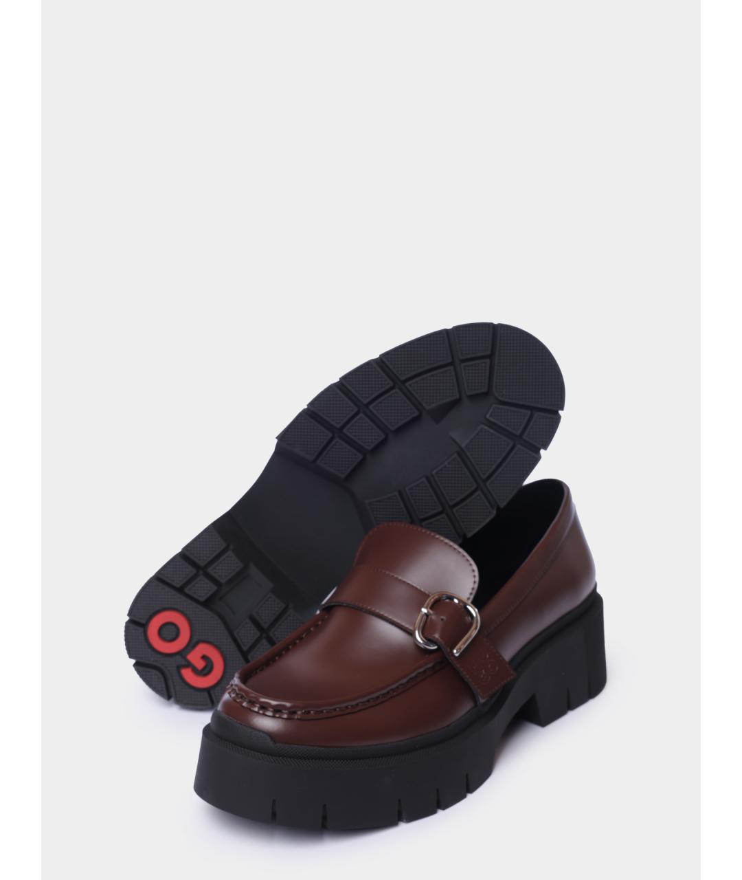 HUGO Коричневые кожаные лоферы, фото 4