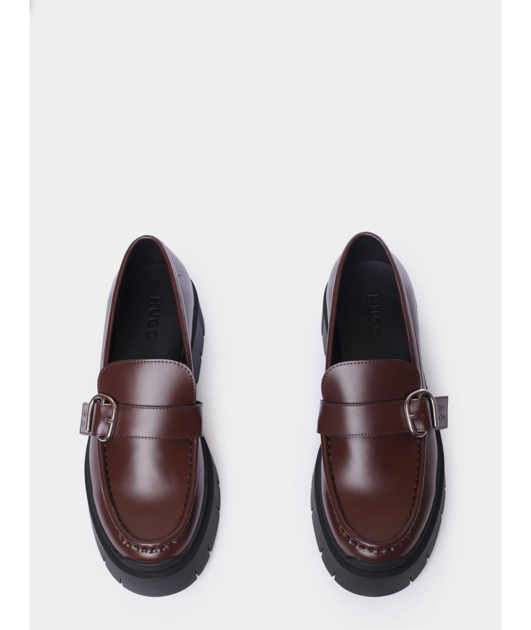 HUGO Коричневые кожаные лоферы, фото 3