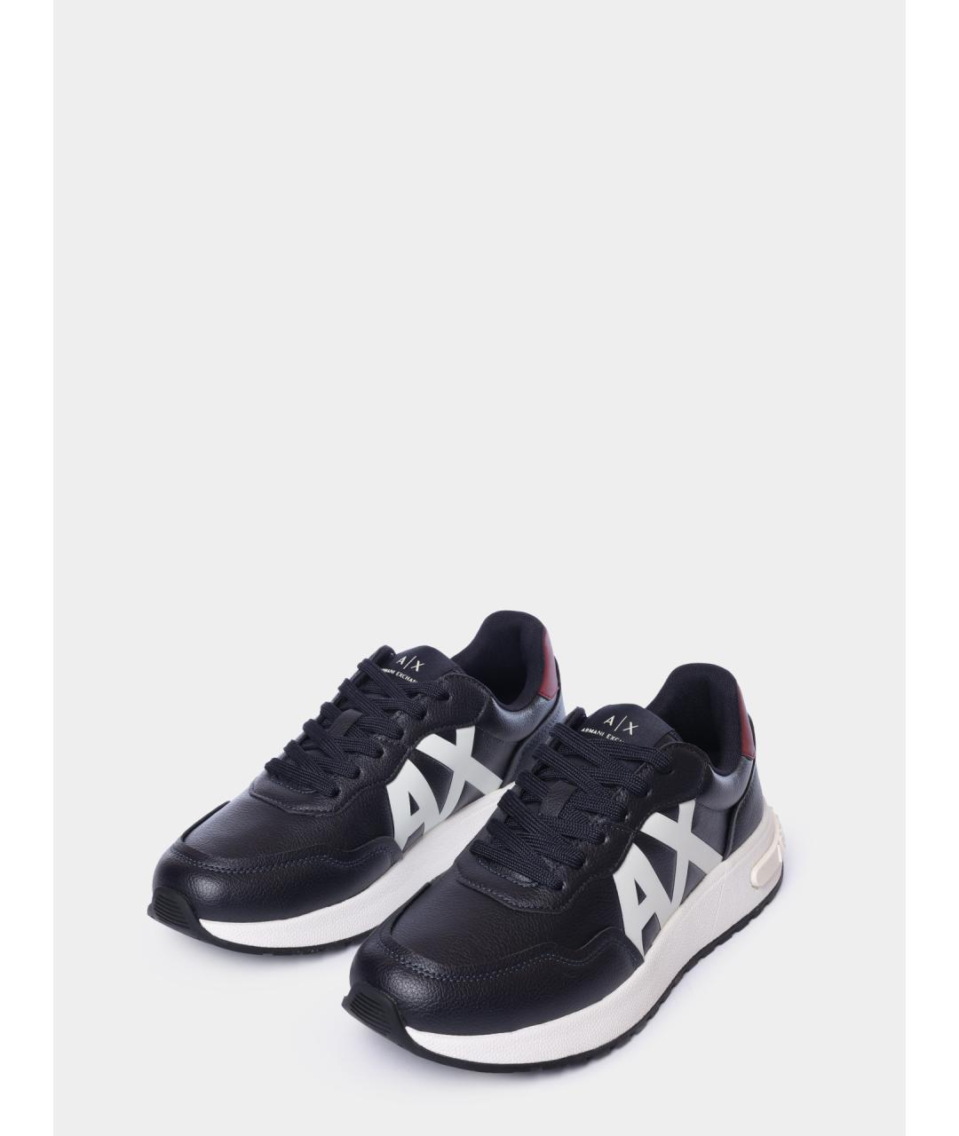 ARMANI EXCHANGE Темно-синие низкие кроссовки / кеды из искусственной кожи, фото 2