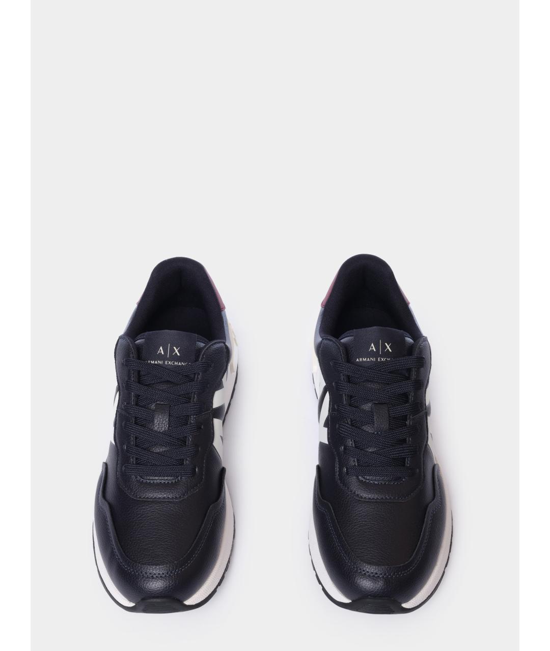 ARMANI EXCHANGE Темно-синие низкие кроссовки / кеды из искусственной кожи, фото 4