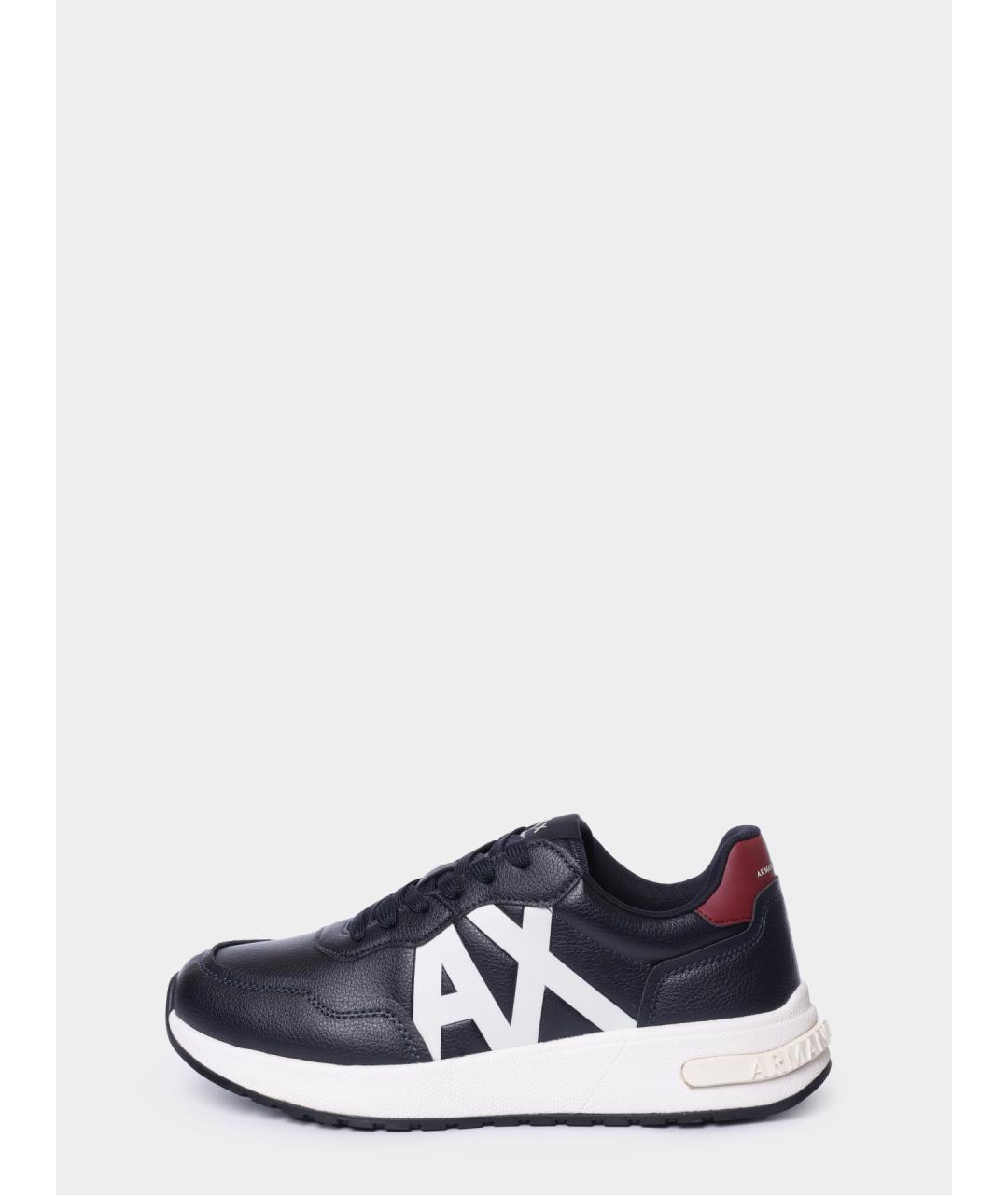 ARMANI EXCHANGE Темно-синие низкие кроссовки / кеды из искусственной кожи, фото 3