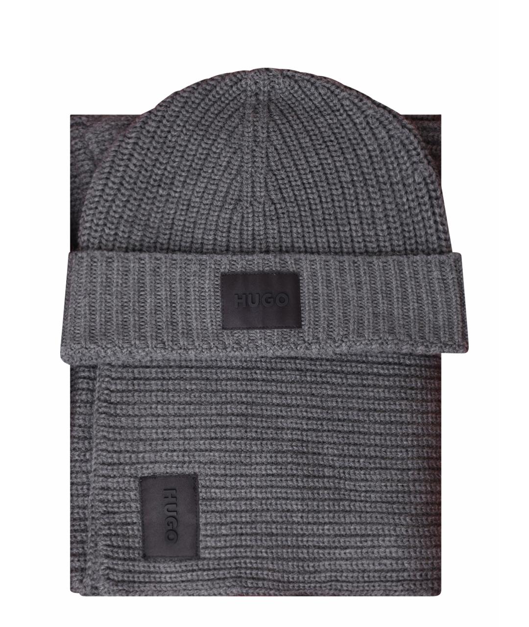 HUGO Серый шарф, фото 1