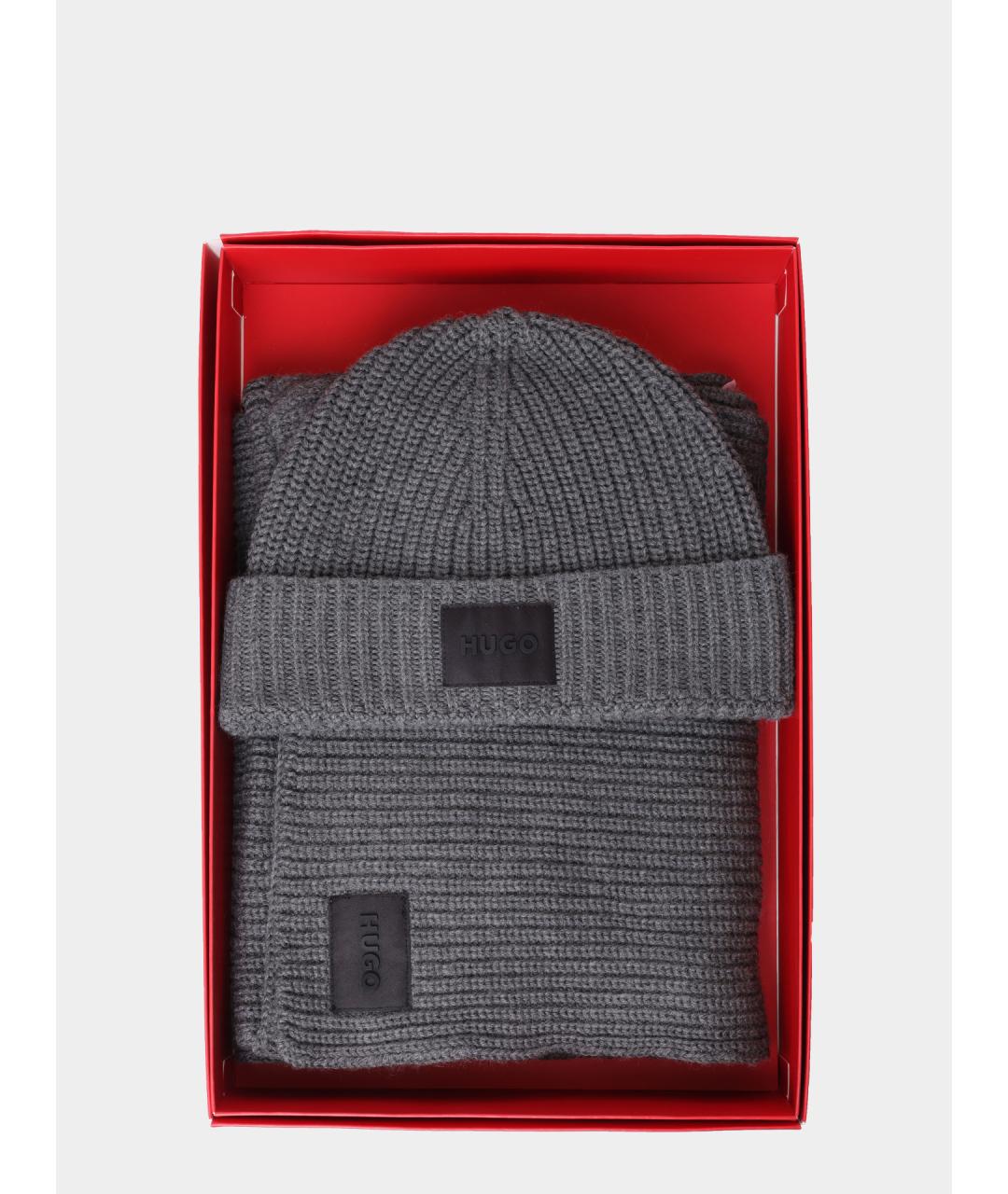 HUGO Серый шарф, фото 7