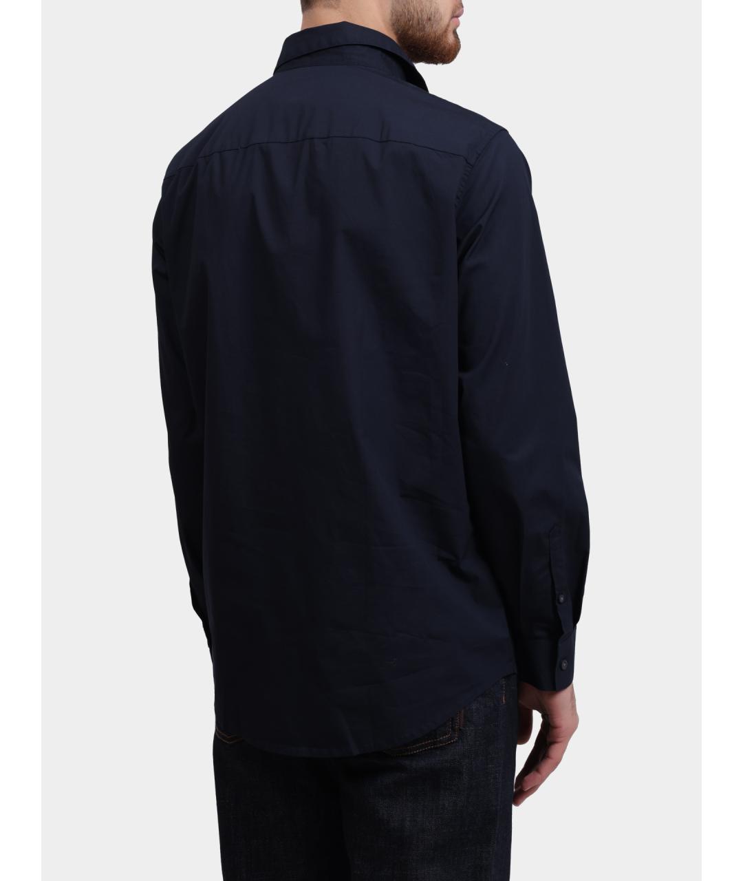ARMANI EXCHANGE Темно-синяя хлопковая кэжуал рубашка, фото 4