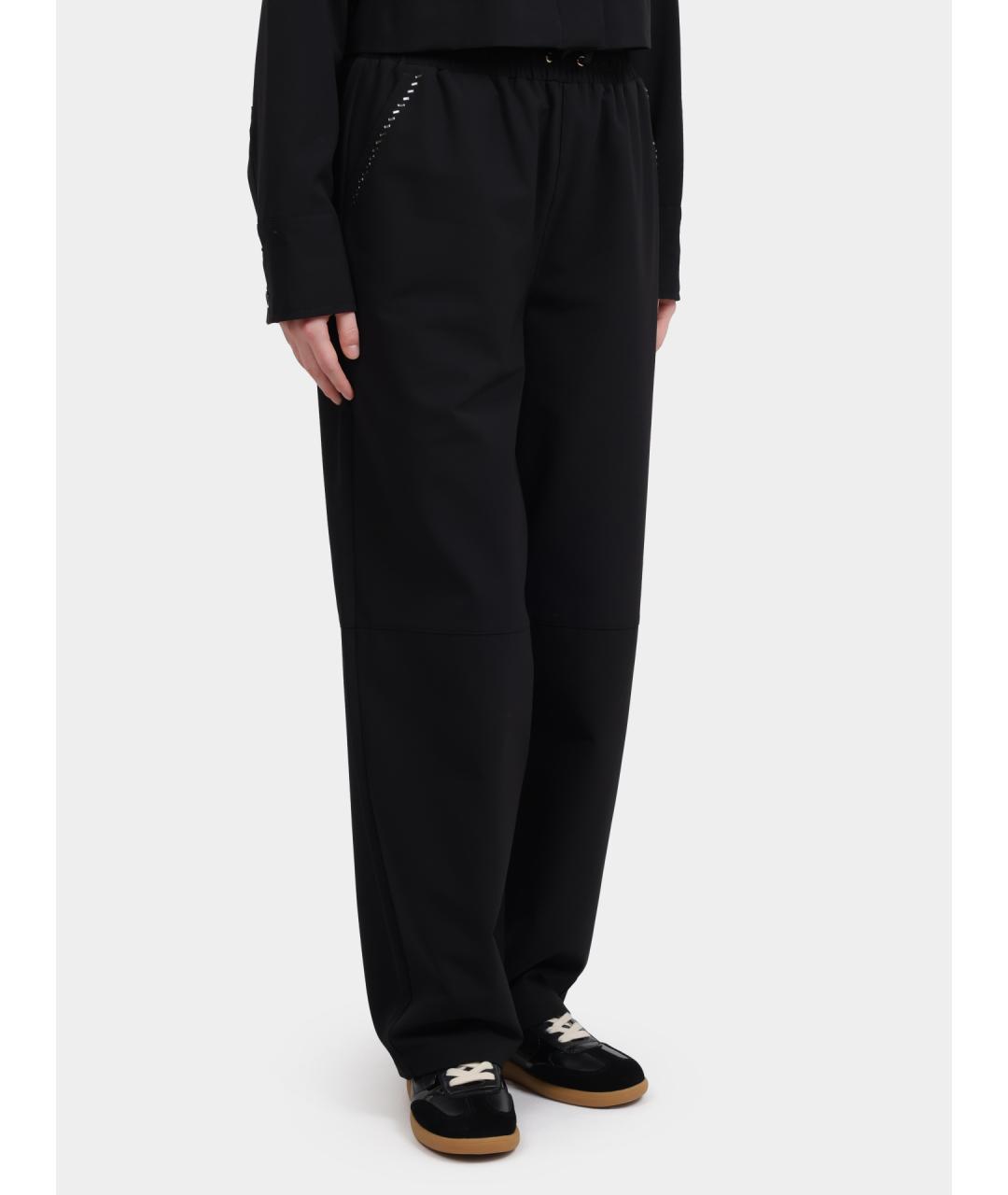 LIU JO Черные полиэстеровые прямые брюки, фото 3