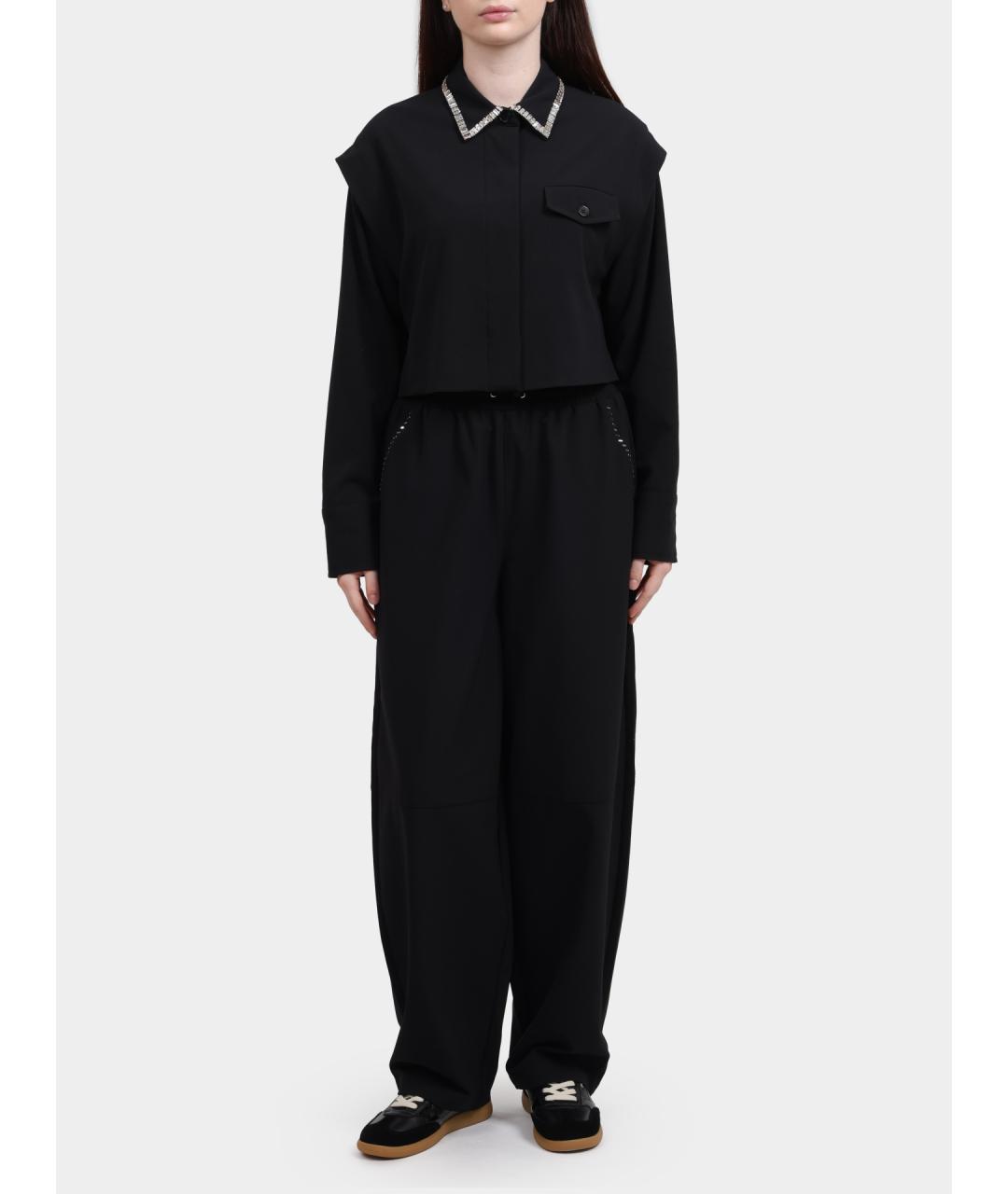 LIU JO Черные полиэстеровые прямые брюки, фото 2