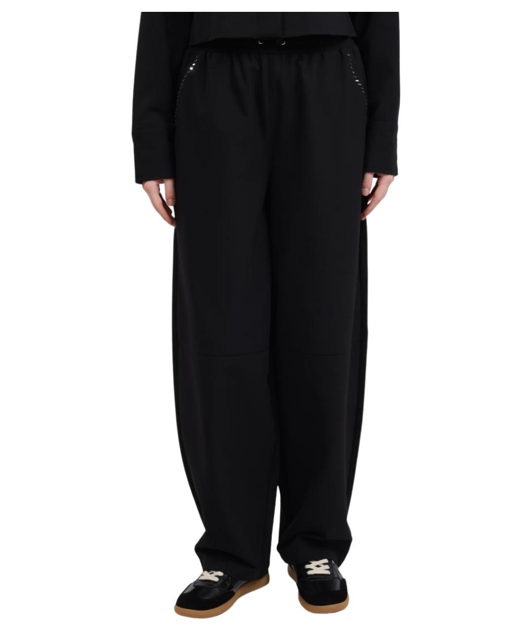 LIU JO Черные полиэстеровые прямые брюки, фото 1