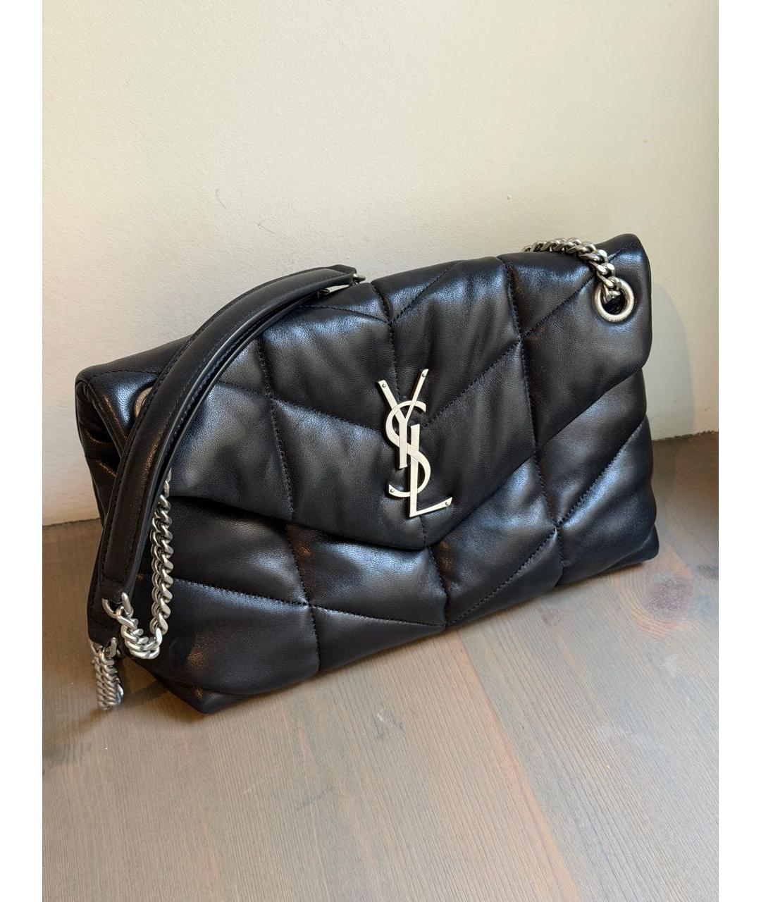 SAINT LAURENT Черная кожаная сумка через плечо, фото 2