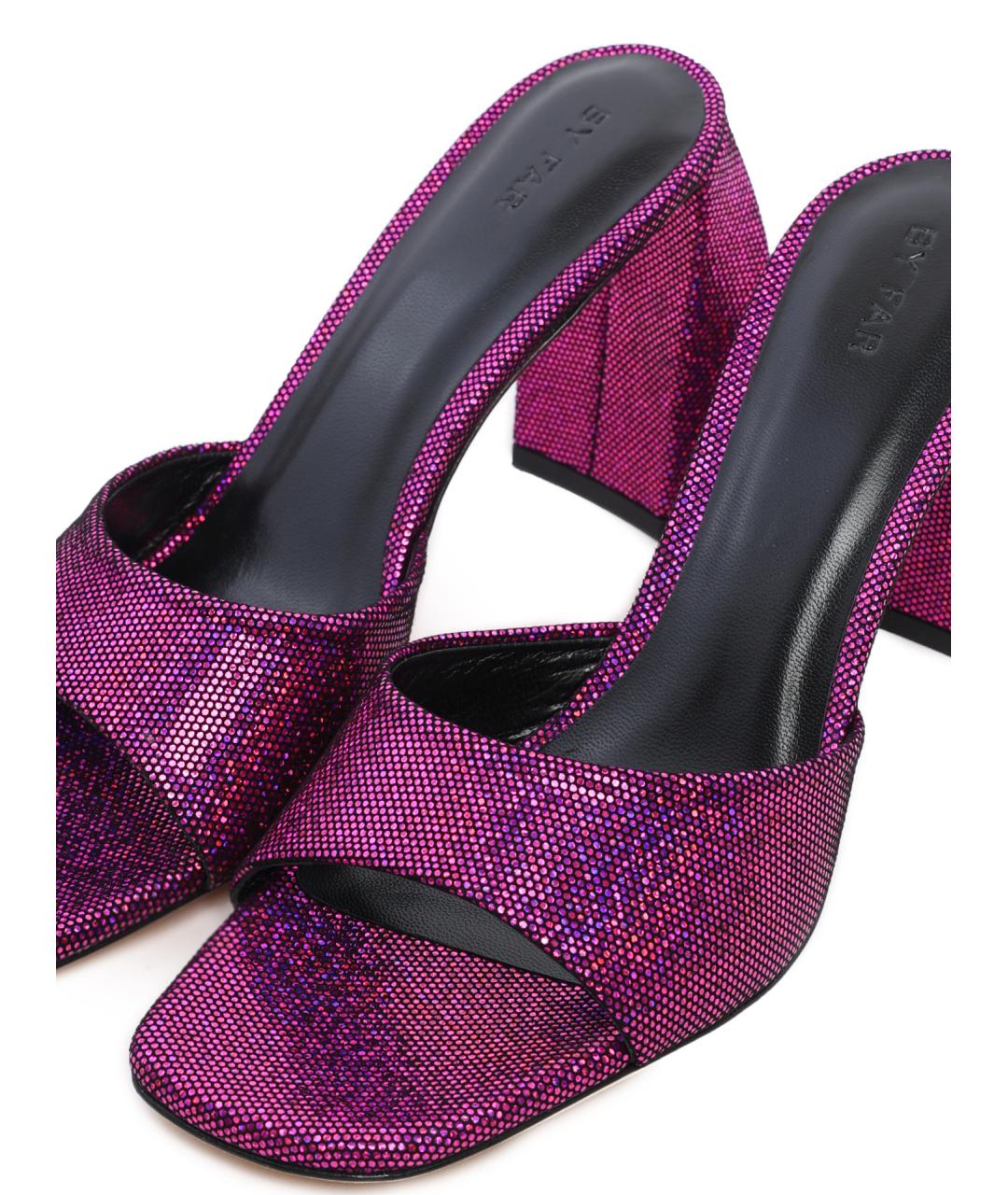 BY FAR Фуксия кожаные мюли, фото 5