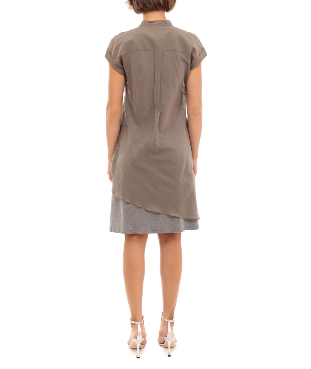 BRUNELLO CUCINELLI Бежевое хлопковое повседневное платье, фото 5