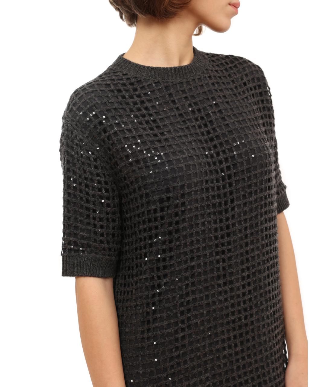 BRUNELLO CUCINELLI Антрацитовое повседневное платье, фото 6