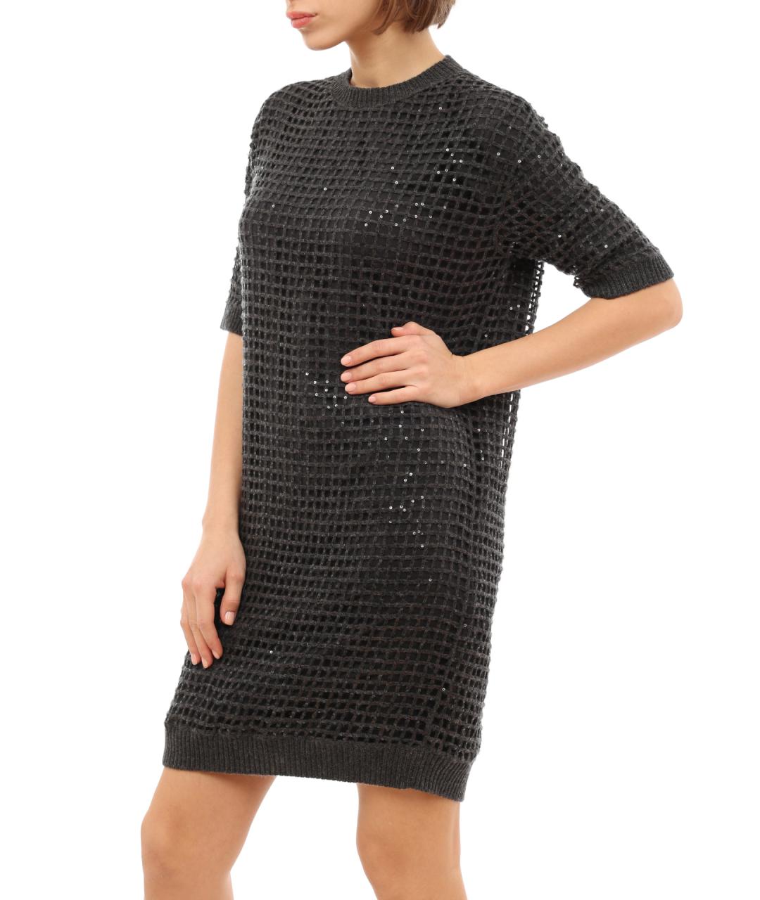 BRUNELLO CUCINELLI Антрацитовое повседневное платье, фото 4