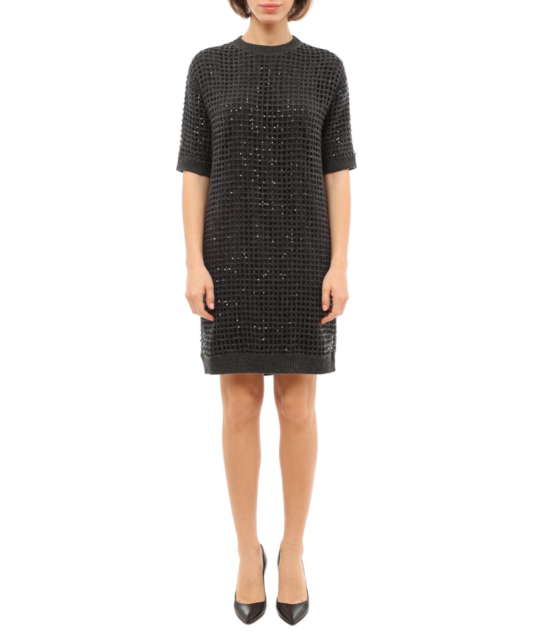 BRUNELLO CUCINELLI Антрацитовое повседневное платье, фото 2