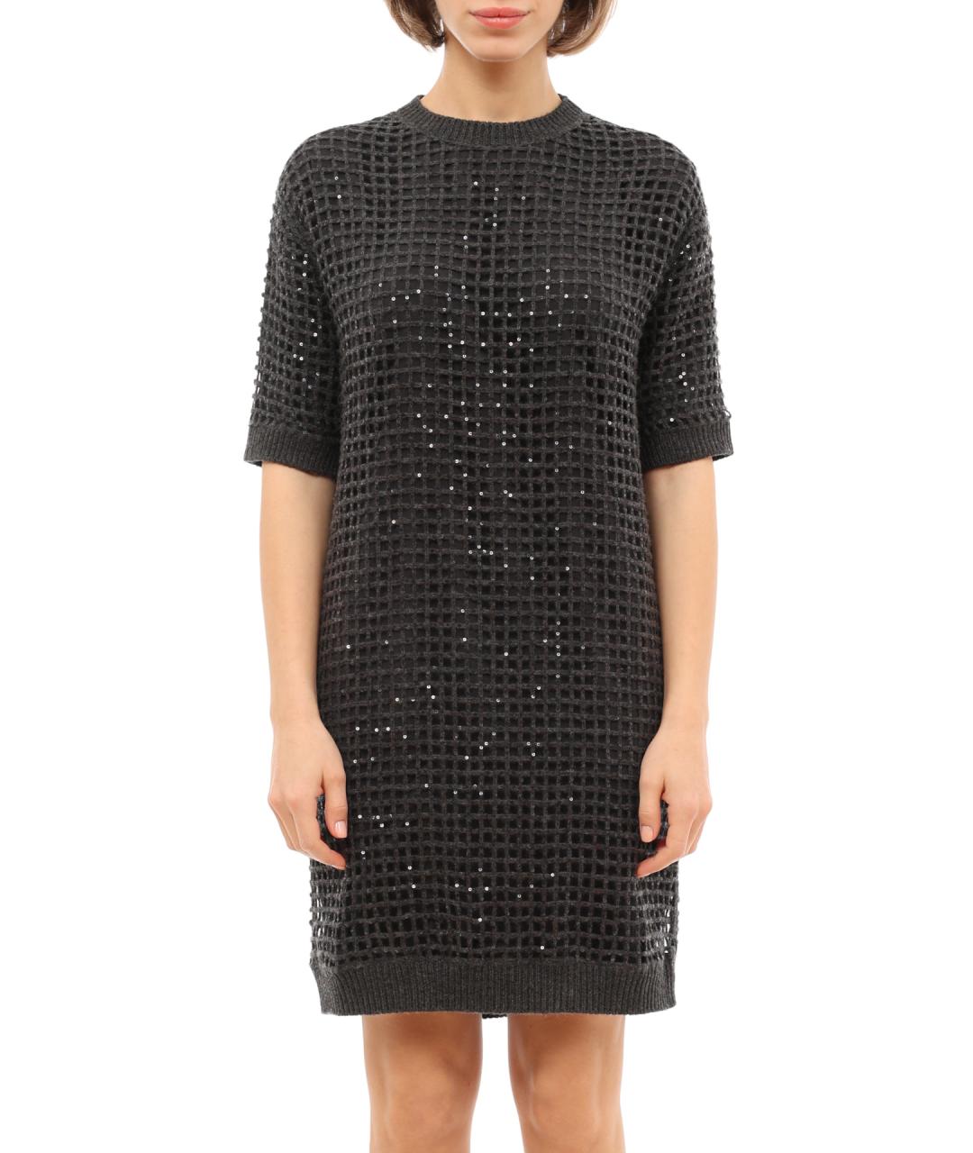 BRUNELLO CUCINELLI Антрацитовое повседневное платье, фото 3