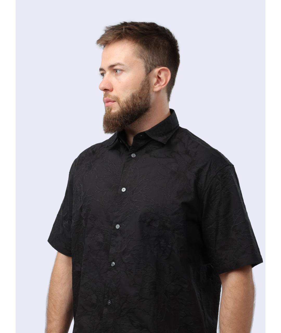 EMPORIO ARMANI Черная хлопковая кэжуал рубашка, фото 3