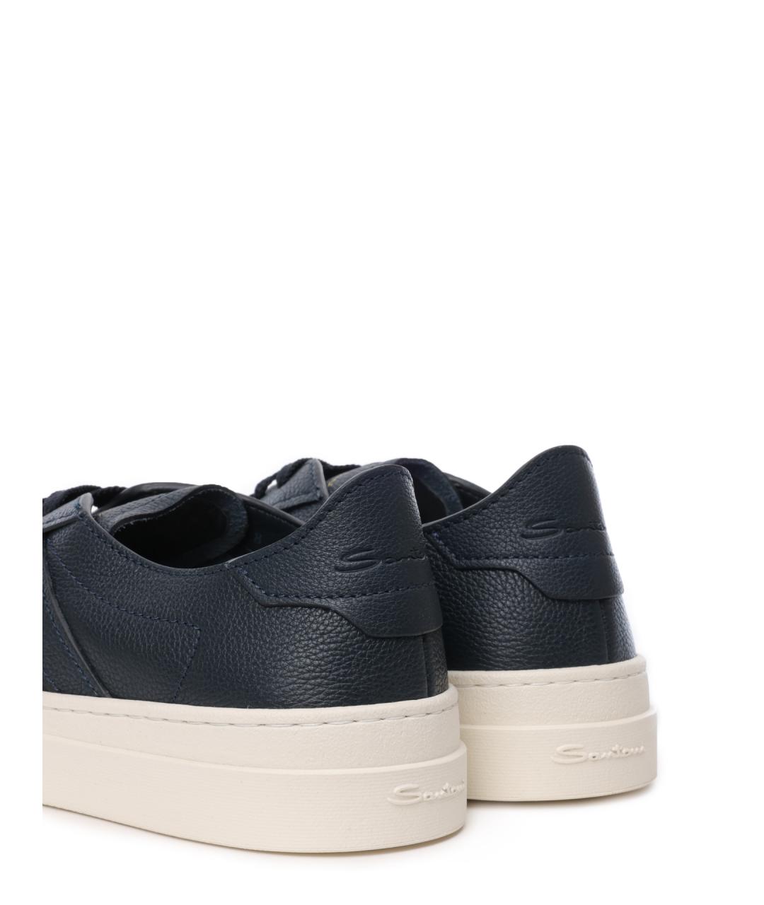 SANTONI Синие кожаные низкие кроссовки / кеды, фото 6